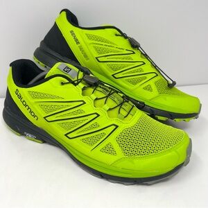 Salomon Men’s Sense Marin Trail Running Shoes Sz 12 Neon Green Black Outdoor GUC